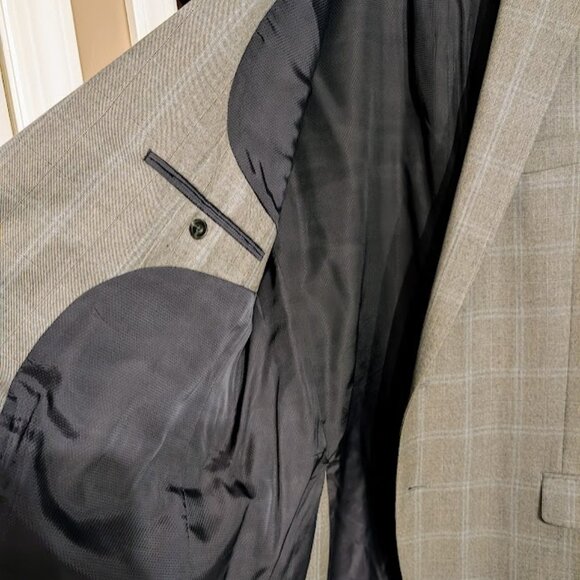 Mens Michael Kors Gray Blue Plaid Sports Blazer Jacket 46L NEW - Picture 6 of 10